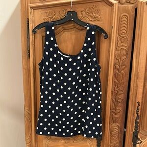 Vintage JH collectibles Polka Dot Sleeveless Top - Navy and White